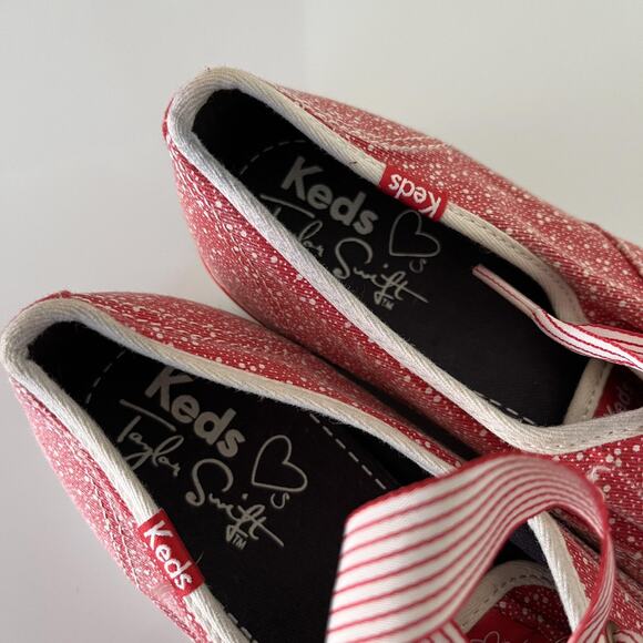 Keds Taylor Swift Shoes Womens Size 7.5 Red Speckle Canvas Ribbon Laces WF48680M - Picture 6 of 10